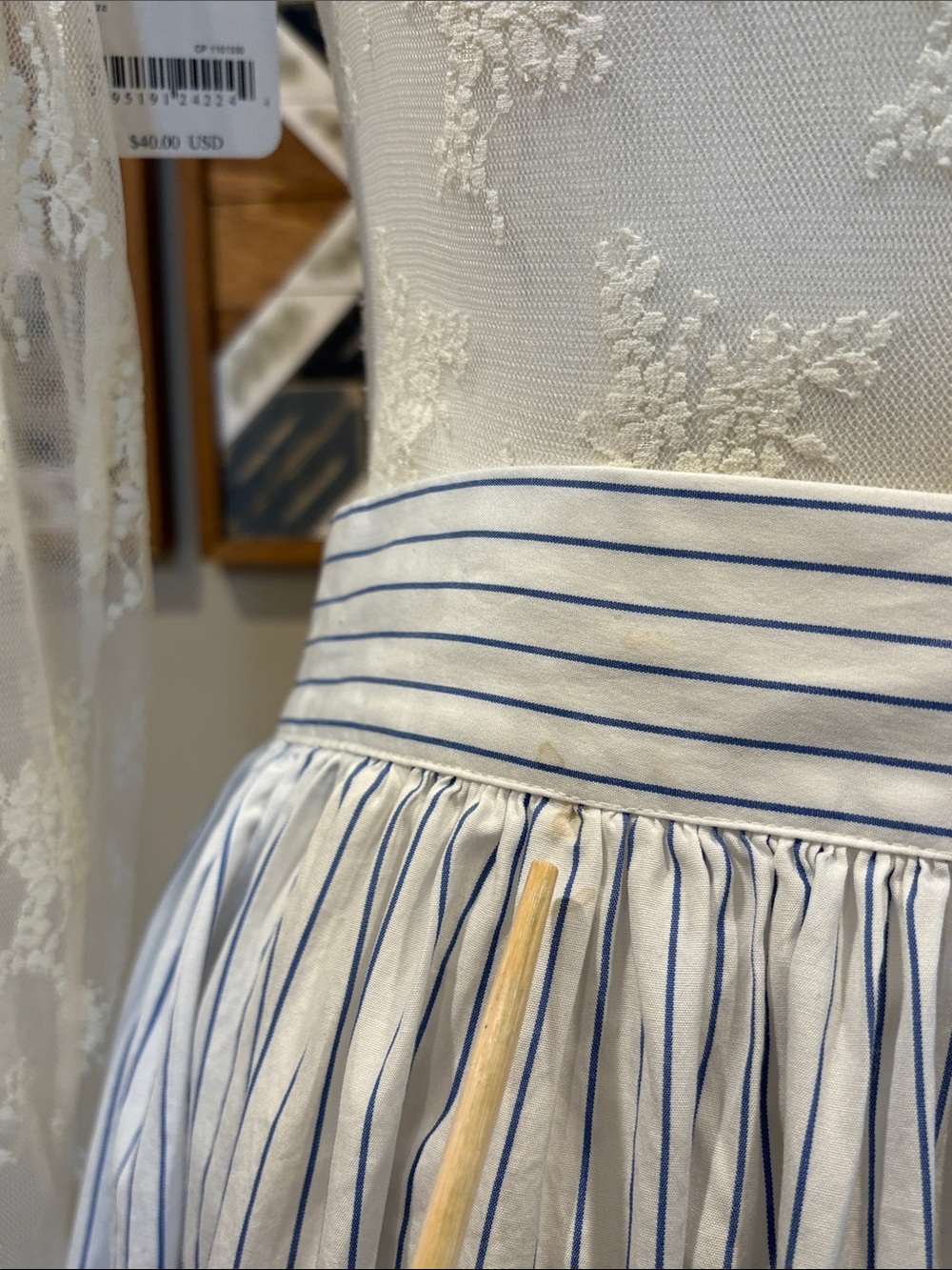 Vintage Ralph Lauren Blue Label 80s Striped Cotton Flared Button Down Maxi Skirt - Picture 10 of 13